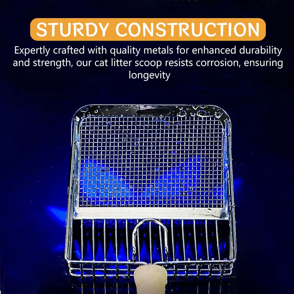 Qpets Metal Litter Scoop, Wooden Handle Fast Sifter Cat Litter Scoop, Potty Scooper 2 Kinds Of Sifter Hole For 3-10Mm Clumping Clay Cat Litter Qpets Metal Litter Scoop, Wooden Handle Fast Sifter Cat Litter Scoop, Potty Scooper 2 Kinds Of Sifter Hole For 3-10Mm Clumping Clay Cat Litter